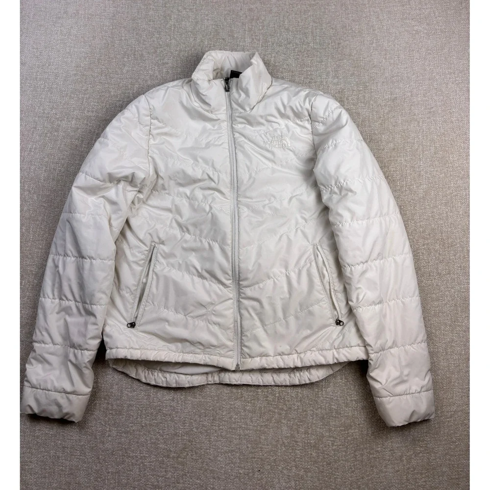 The North Face Womens White Quilted Puffer Jacket Full Zip Small